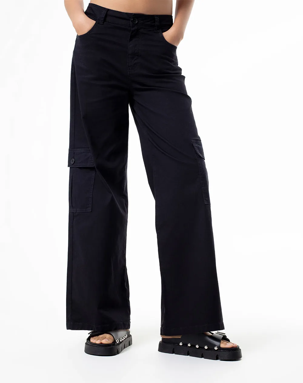 Pantalón cargo tiro medio algodón negro mujer sold by Gef product image thumbnail 3