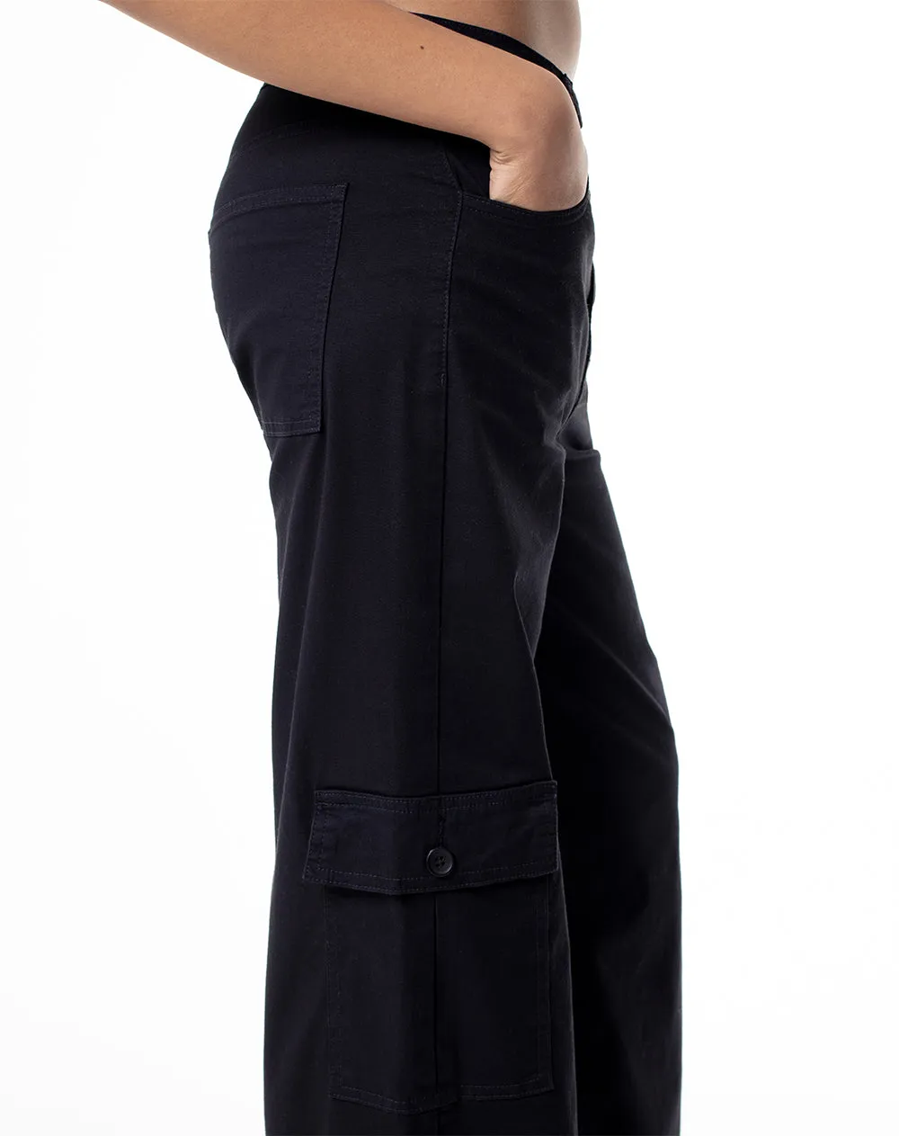 Pantalón cargo tiro medio algodón negro mujer sold by Gef product image thumbnail 4