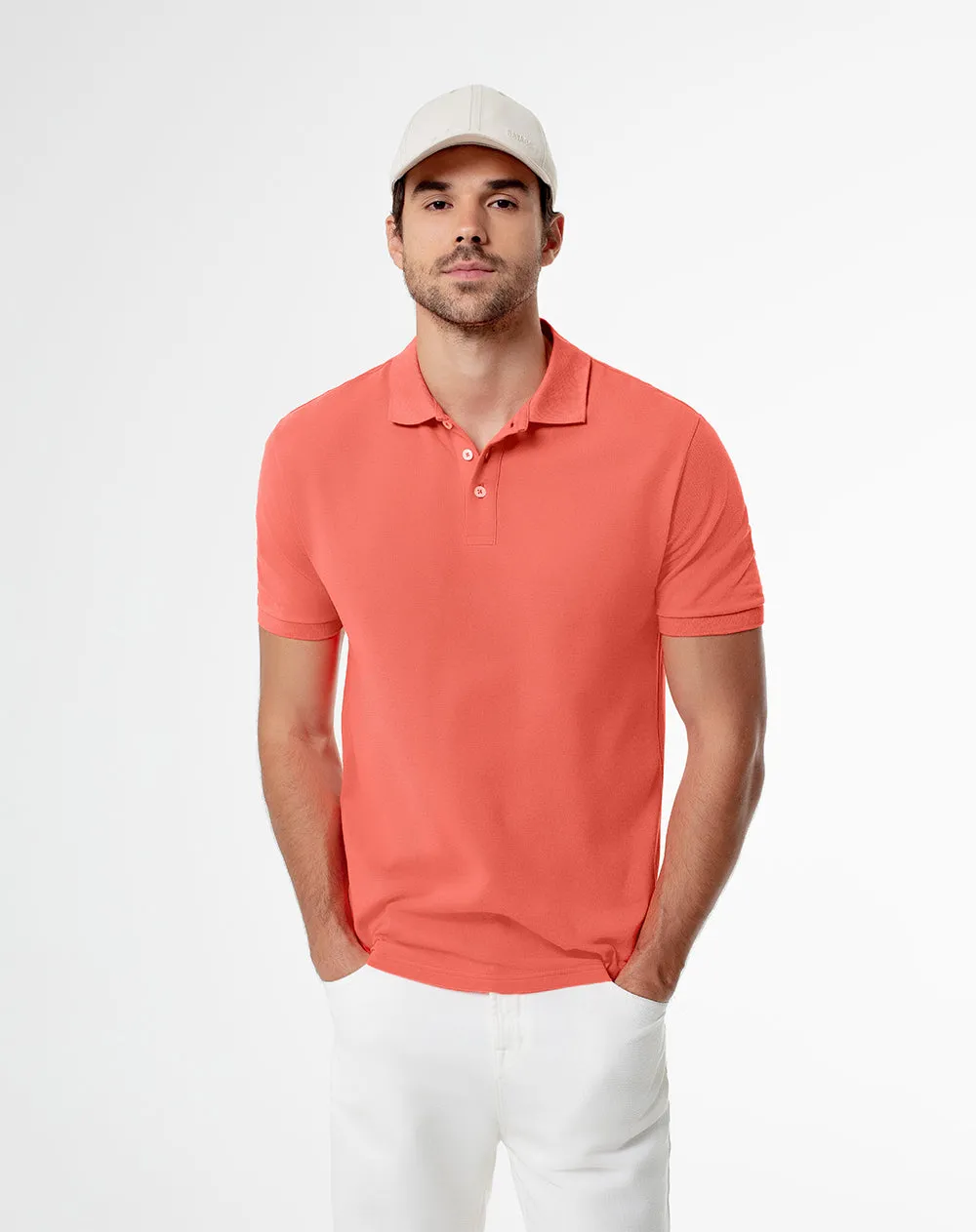 Polo slim fit coral sold by Gef