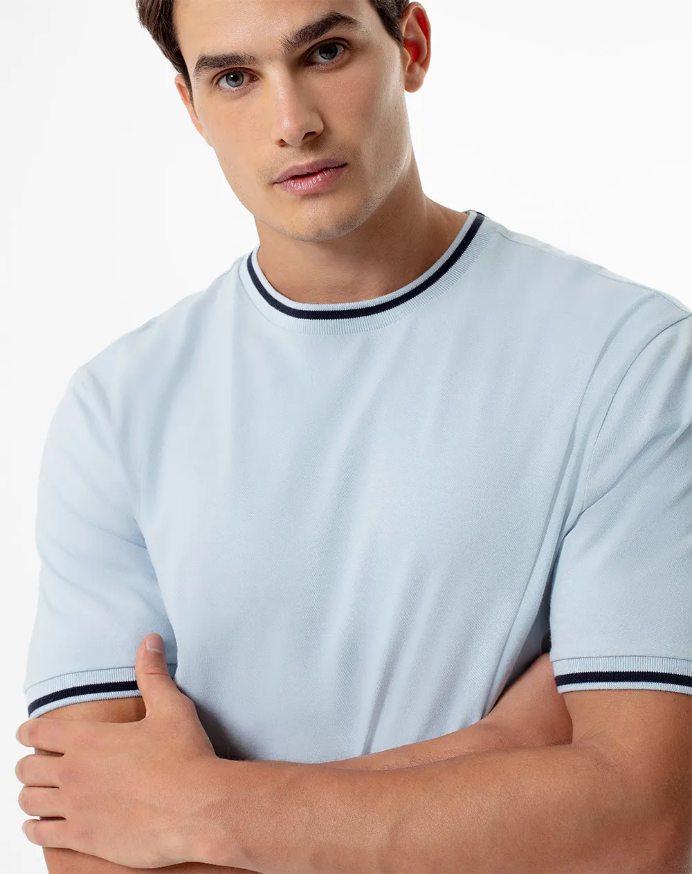 Camiseta regular algodón jersey azul hombre sold by Gef