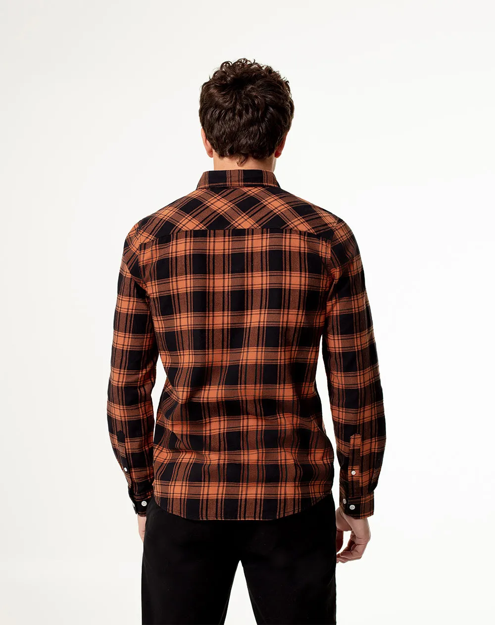 Camisa slim fit manga larga café con cuadros sold by Gef product image thumbnail 2