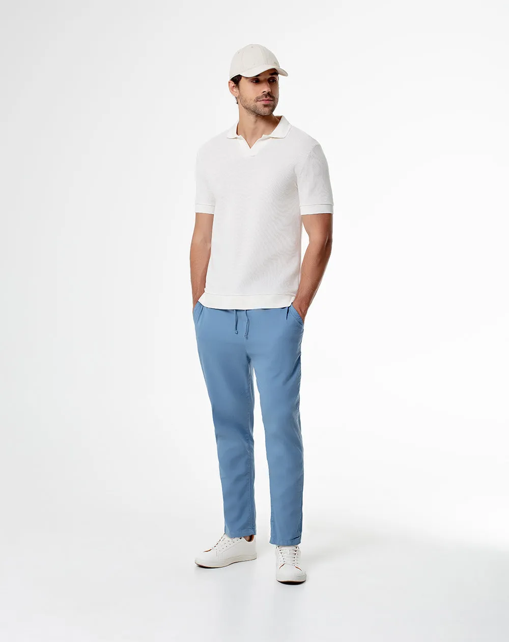 Pantalón regular fit tiro medio en drill azul sold by Gef