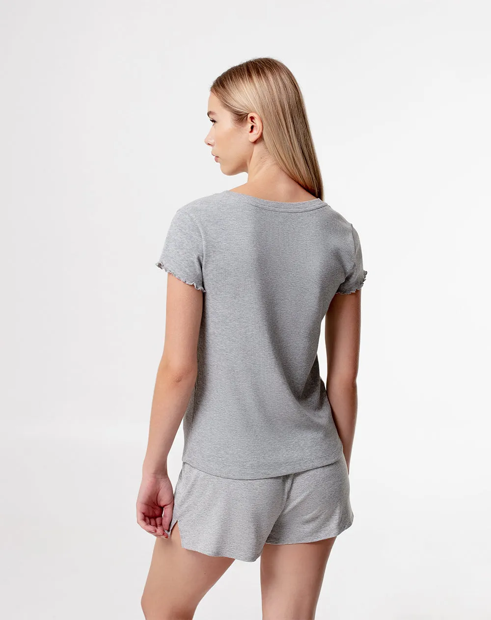 Camiseta regular fit manga corta gris jaspeada sold by Gef product image thumbnail 2