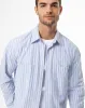 Camisa regular fit manga larga azul con rayas sold by Gef