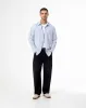 Camisa regular fit manga larga azul con rayas sold by Gef