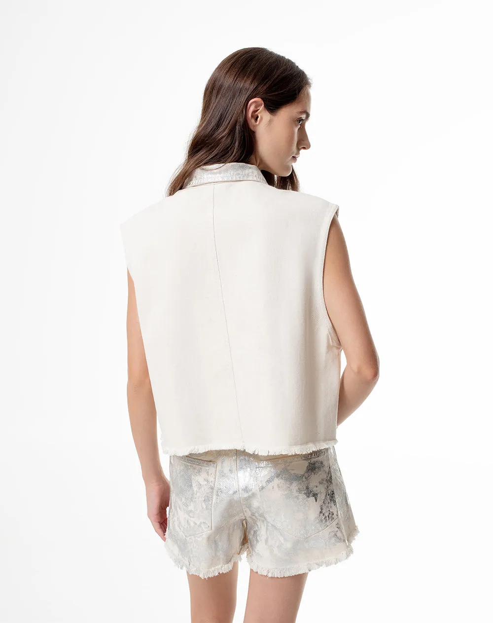 Chaleco denim acabado brillante gris mujer sold by Gef product image thumbnail 2