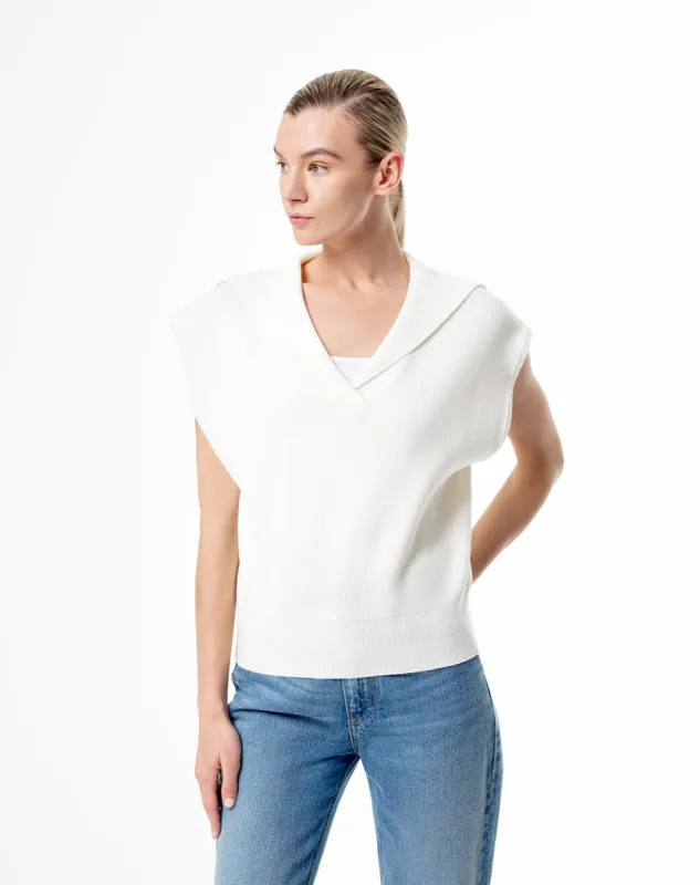 Chaleco oversize tejido nlanco mujer sold by Gef