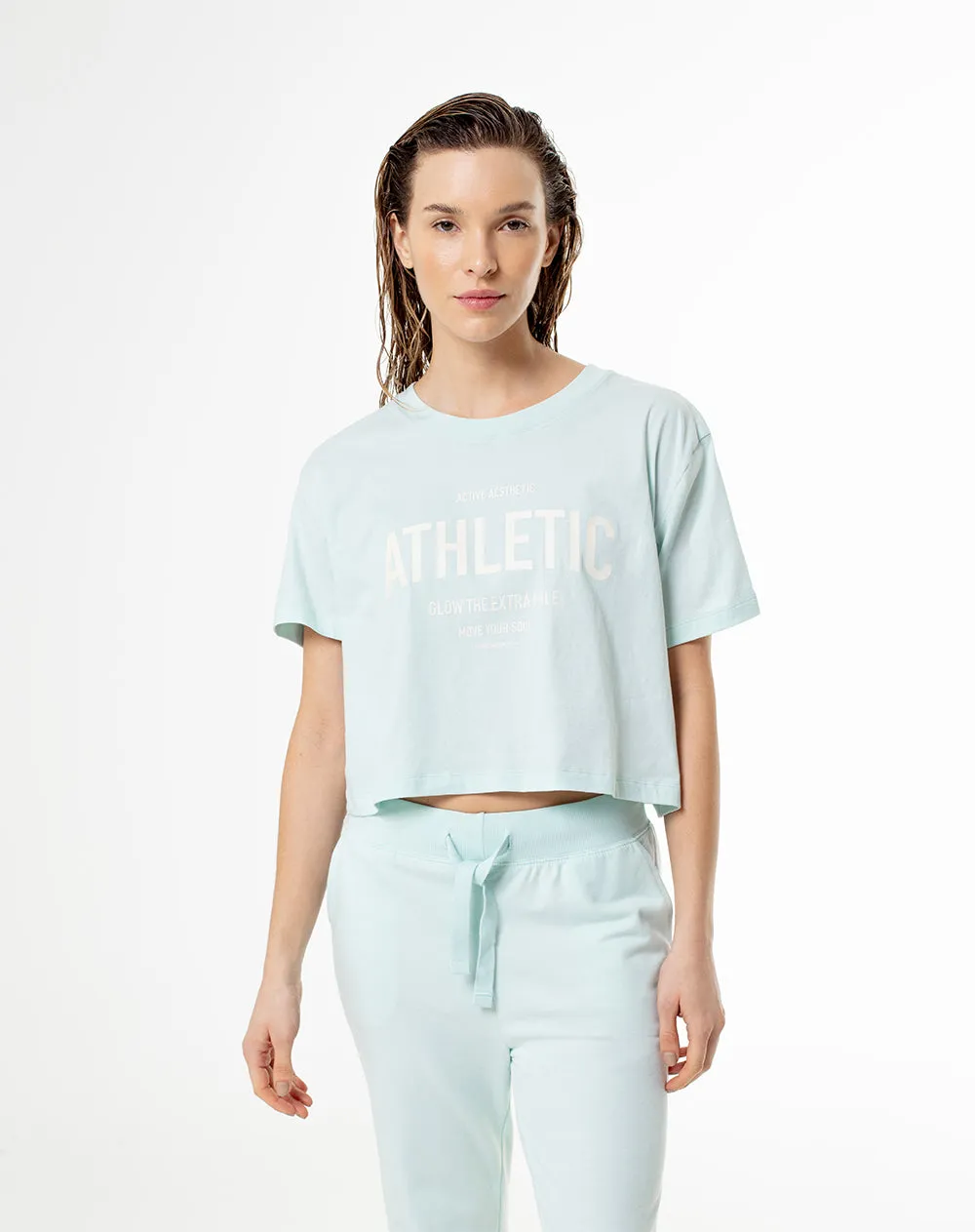 Camiseta crop regular algodón azul mujer sold by Gef