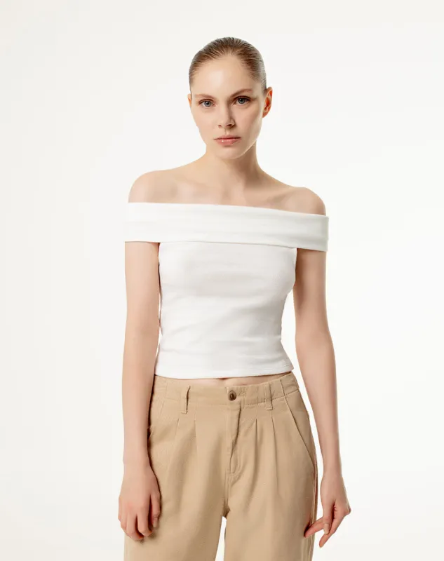 Camiseta skinny fit blanca rayas sold by Gef