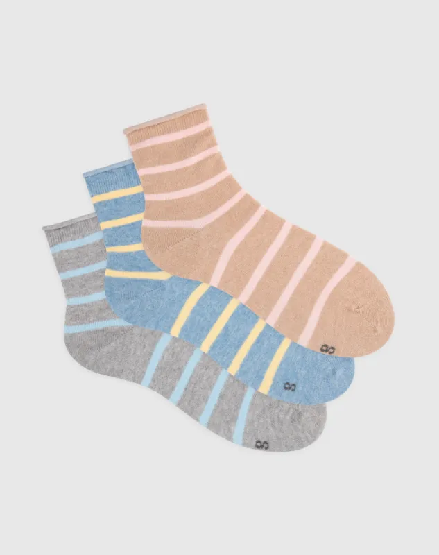 Medias mujer tobillera algodón pack x3 surtido sold by Gef