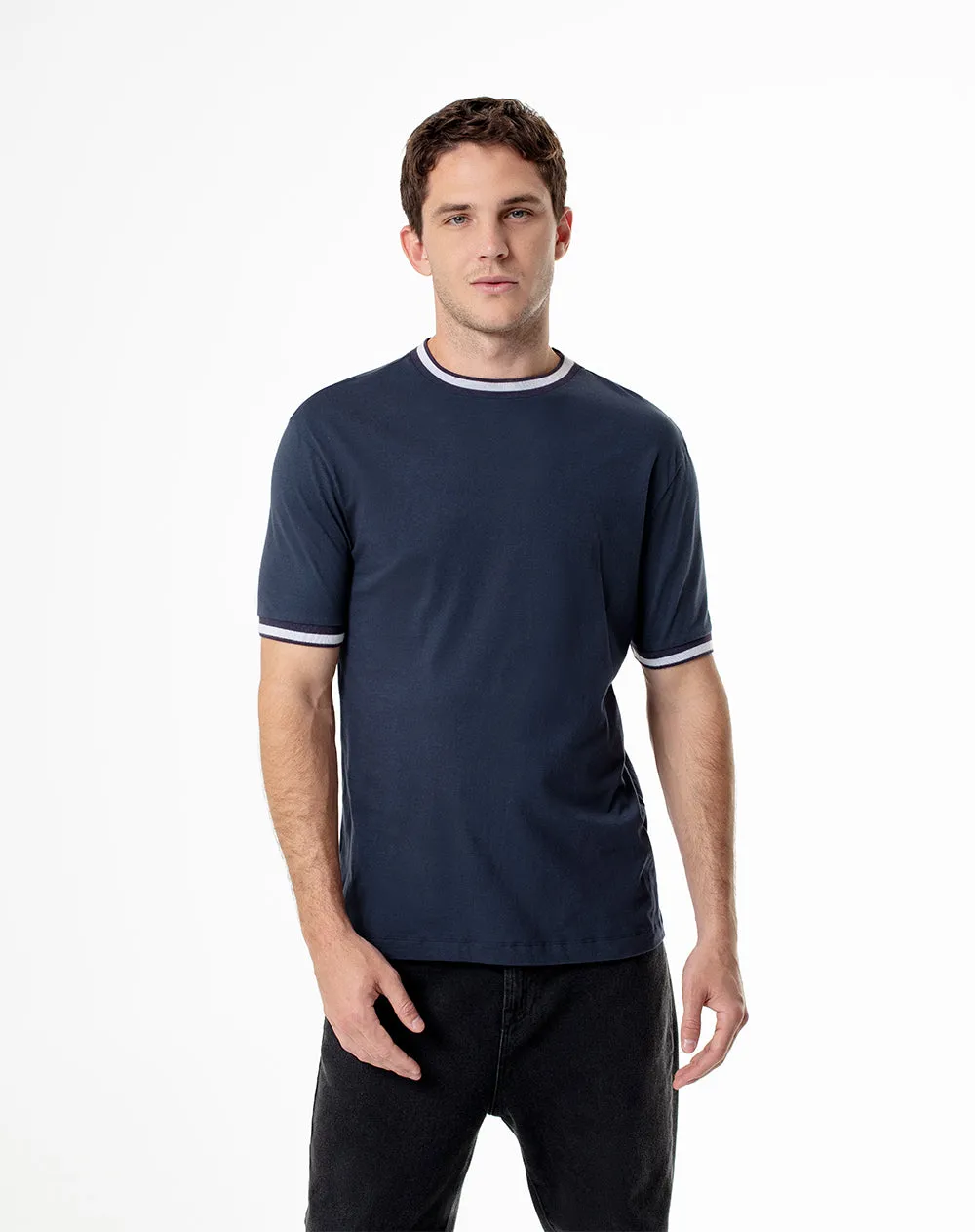 Camiseta regular algodón jersey azul hombre sold by Gef