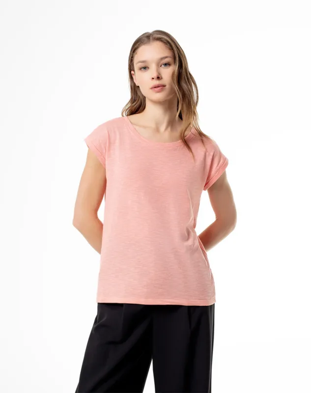 Camiseta regular algodón coral mujer sold by Gef