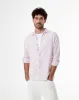 Camisa regular fit manga larga roja con rayas sold by Gef