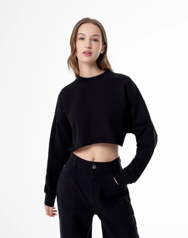 Buzo crop regular algodón negro mujer sold by Gef