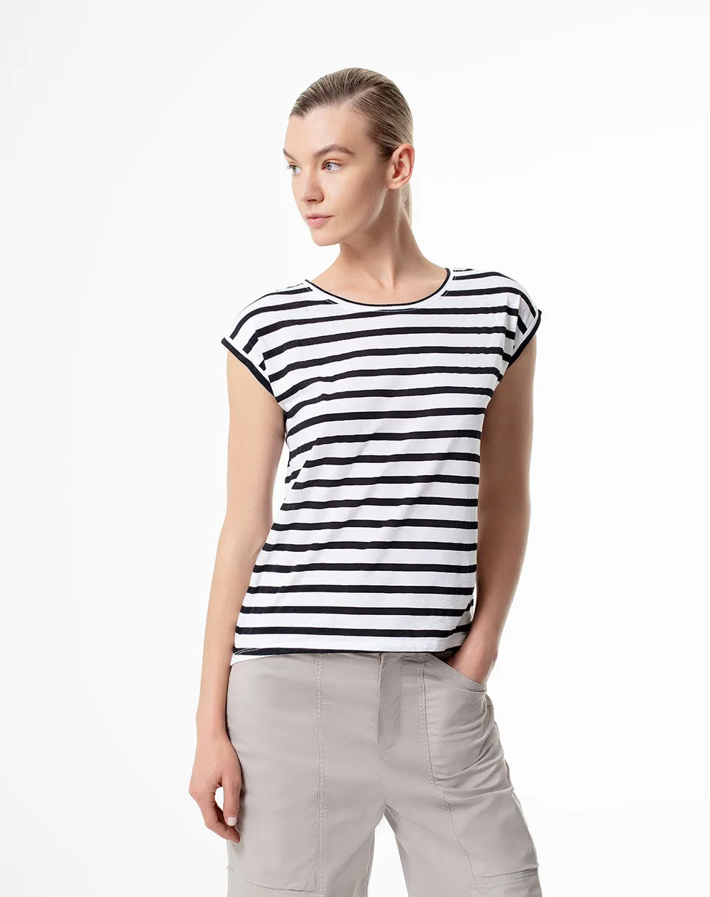 Camiseta regular algodón rayas mujer sold by Gef