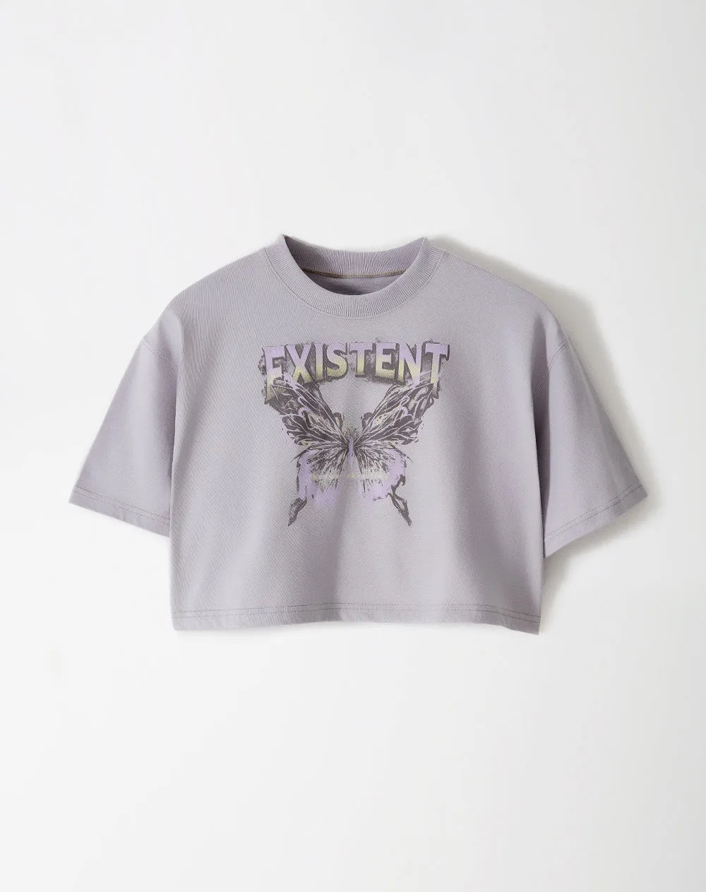 Camiseta crop regular algodón gris estampada mujer sold by Gef product image thumbnail 5