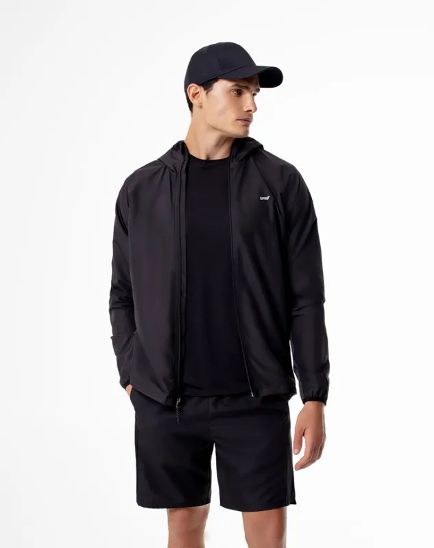 Chaqueta regular fit con capucha negra bloques sold by Gef