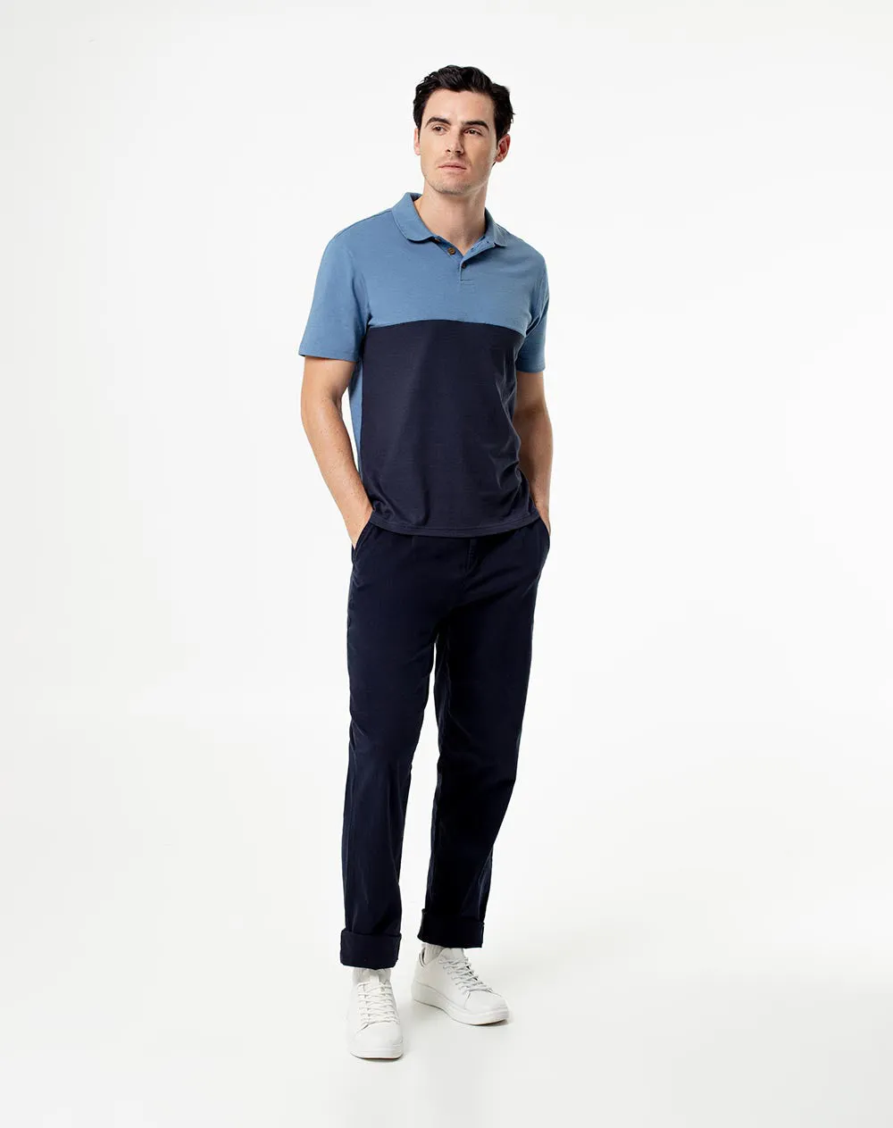 Polo slim fit azul con bloques sold by Gef
