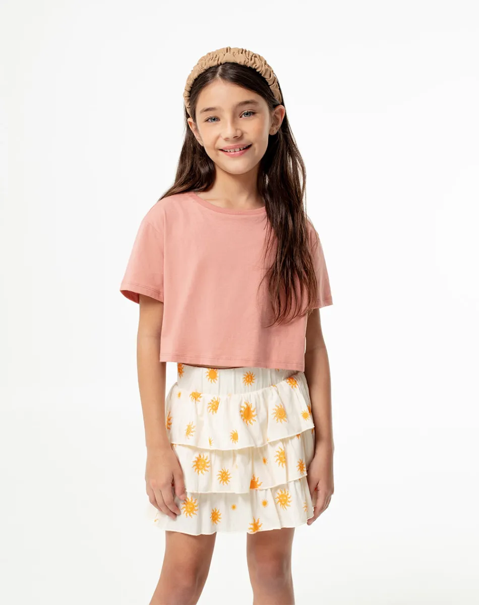 Camiseta cropped fit manga corta rosa sold by Gef