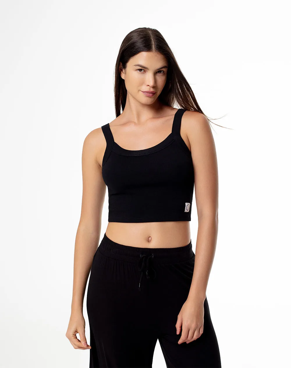 Crop top slim algodón negro mujer sold by Gef