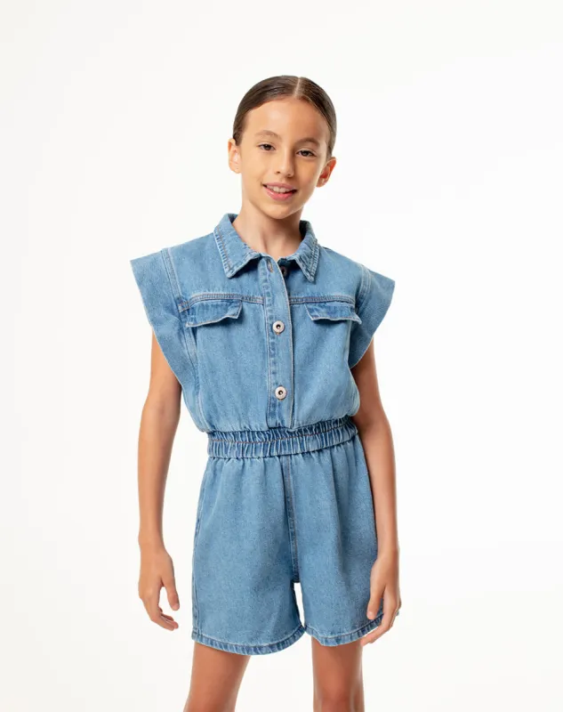 Overol corto manga corta indigo medio sold by Gef