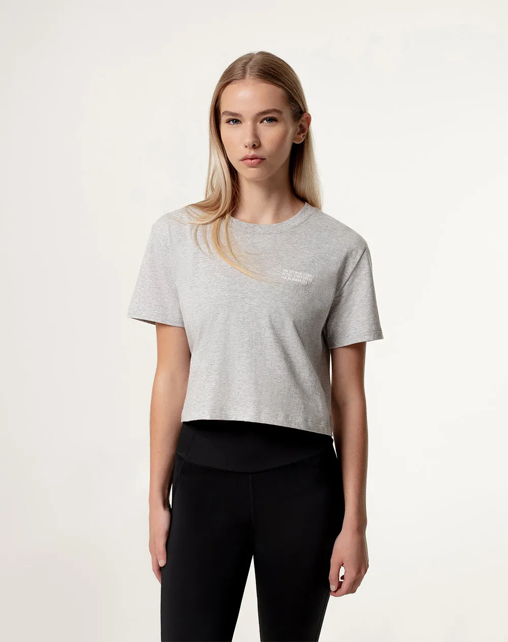 Camiseta Lite cropped fit manga corta gris jaspeada sold by Gef product image thumbnail 3