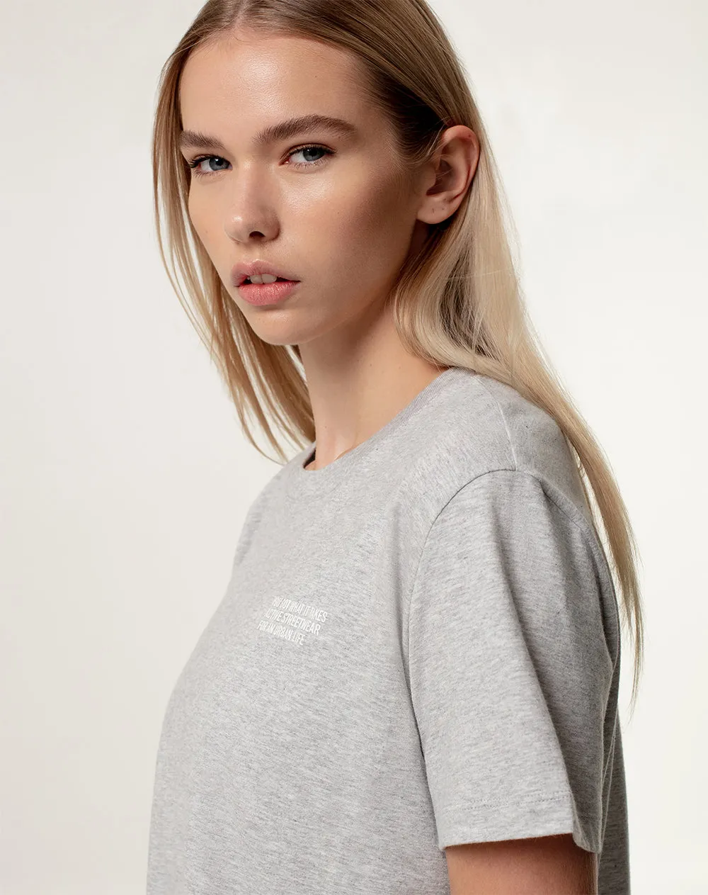 Camiseta Lite cropped fit manga corta gris jaspeada sold by Gef product image thumbnail 4