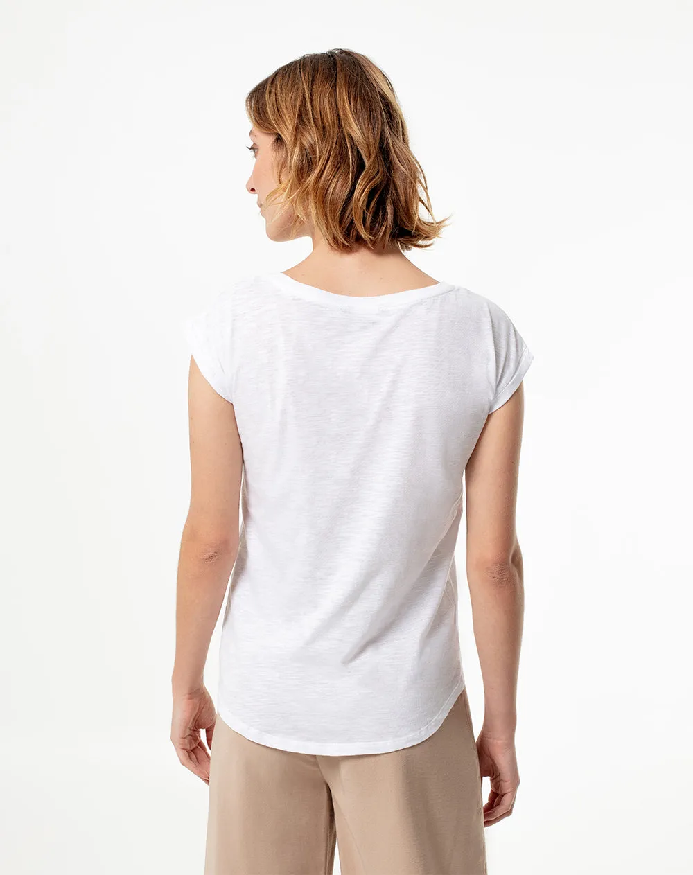 Camiseta regular algodón blanca mujer sold by Gef product image thumbnail 2