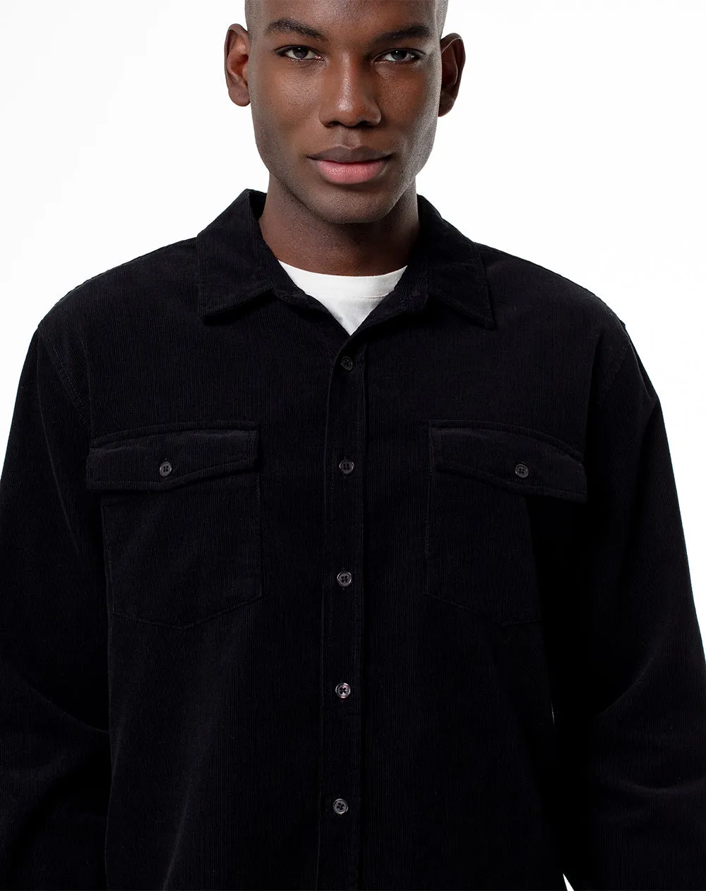 Camisa manga larga regular corduroy algodón negra hombre sold by Gef product image thumbnail 3