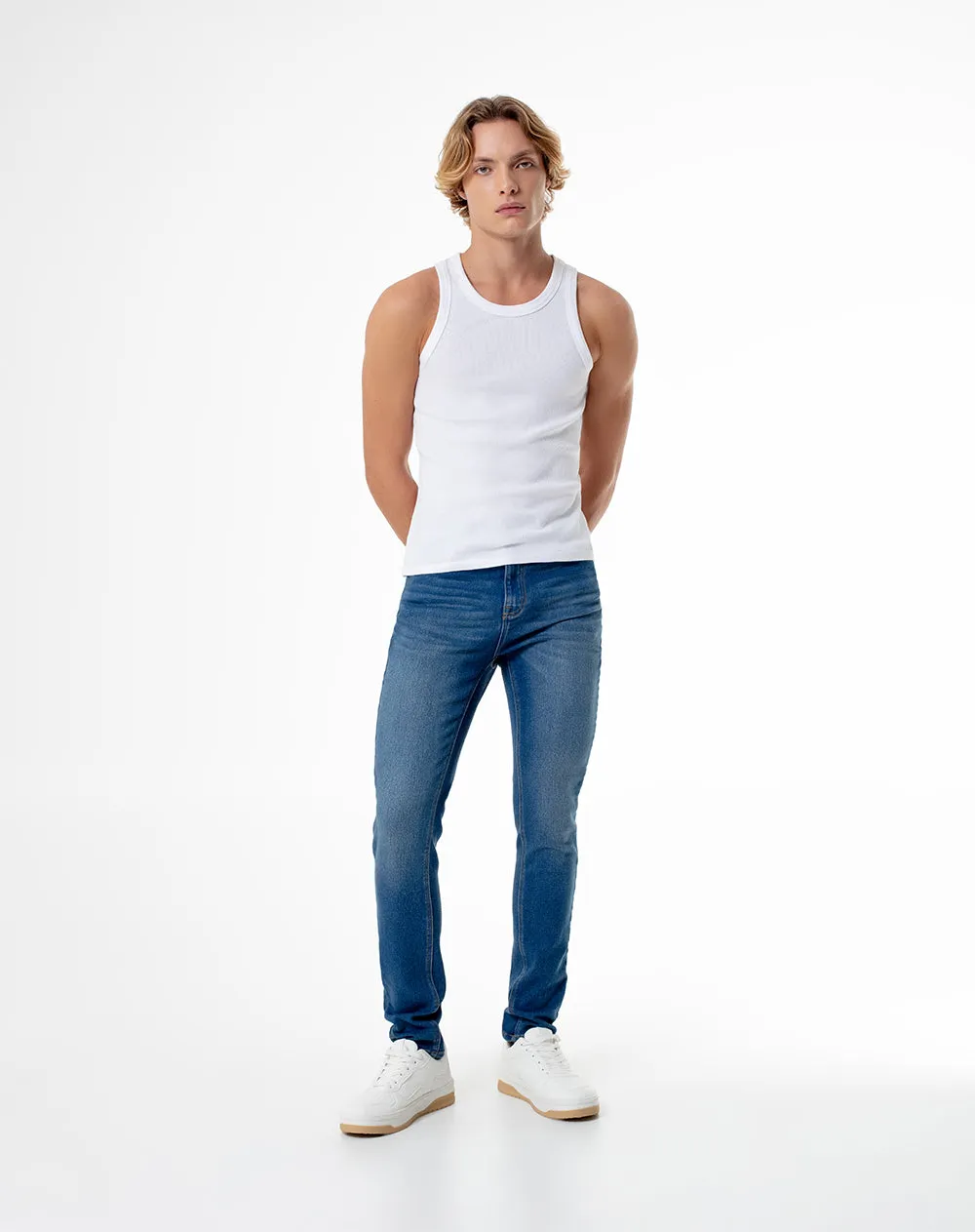 Jean skinny fit tiro medio indigo sold by Gef