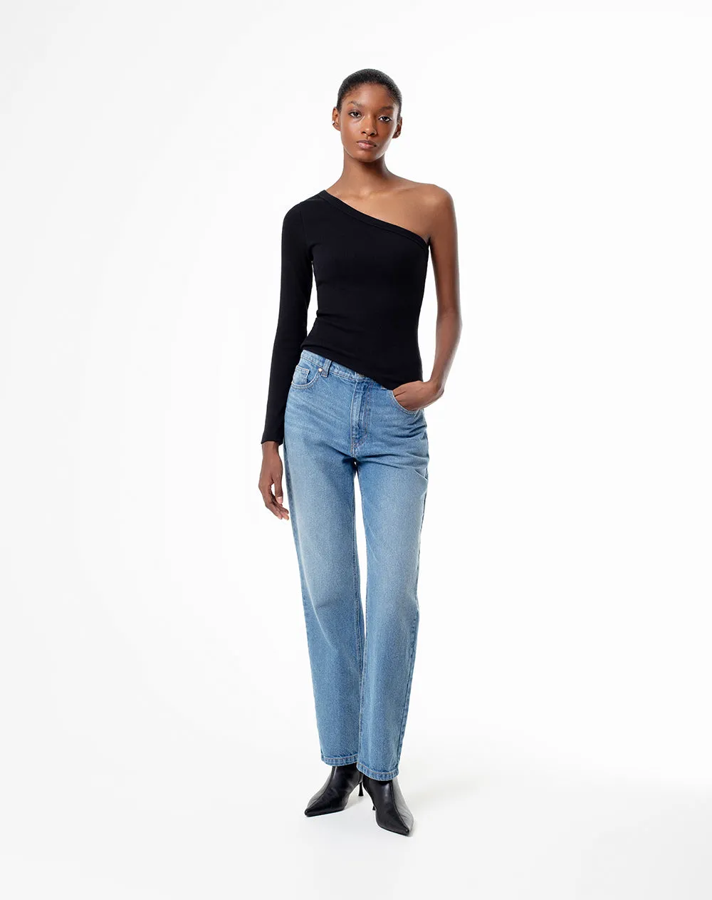 Camibuzo un solo hombro slim negra mujer sold by Gef product image thumbnail 4