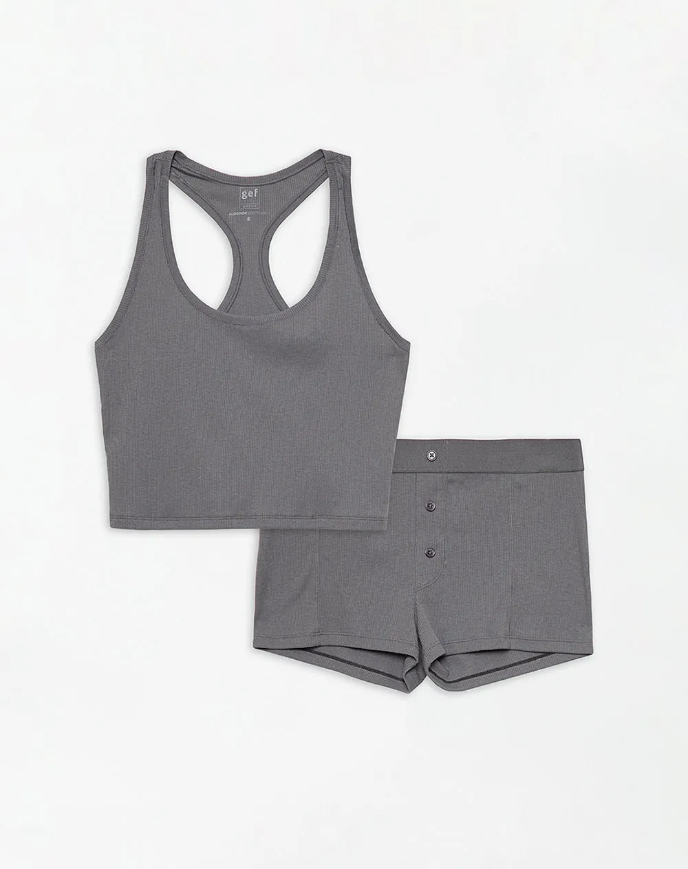 Pijama regular fit en rib gris sold by Gef product image thumbnail 5