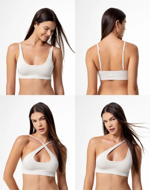 Top soporte medio pocas costuras y cargaderas graduables arena sold by Gef