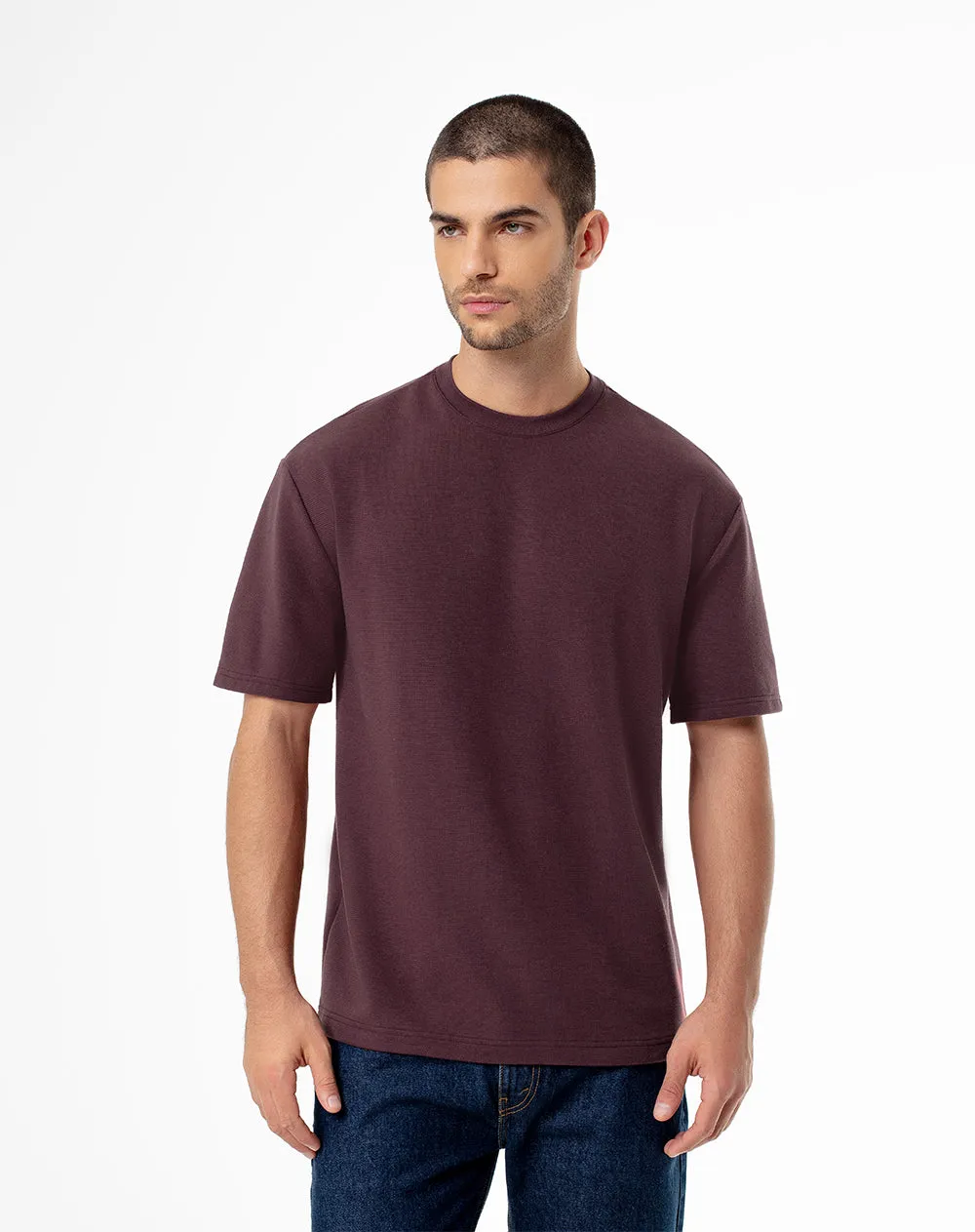 Camiseta oversized vino tinto hombre sold by Gef