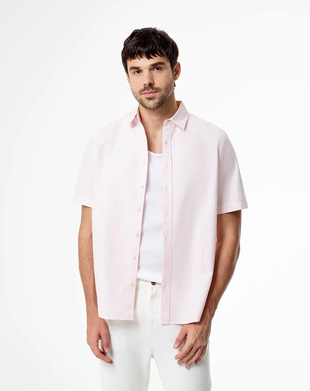 Camisa manga corta regular algodón rosa hombre sold by Gef