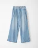Jean wide leg tiro alto bolsillos laterales indigo claro para mujer sold by Gef