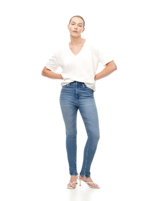 Jean súper skinny tiro alto con push up indigo medio para mujer sold by Gef