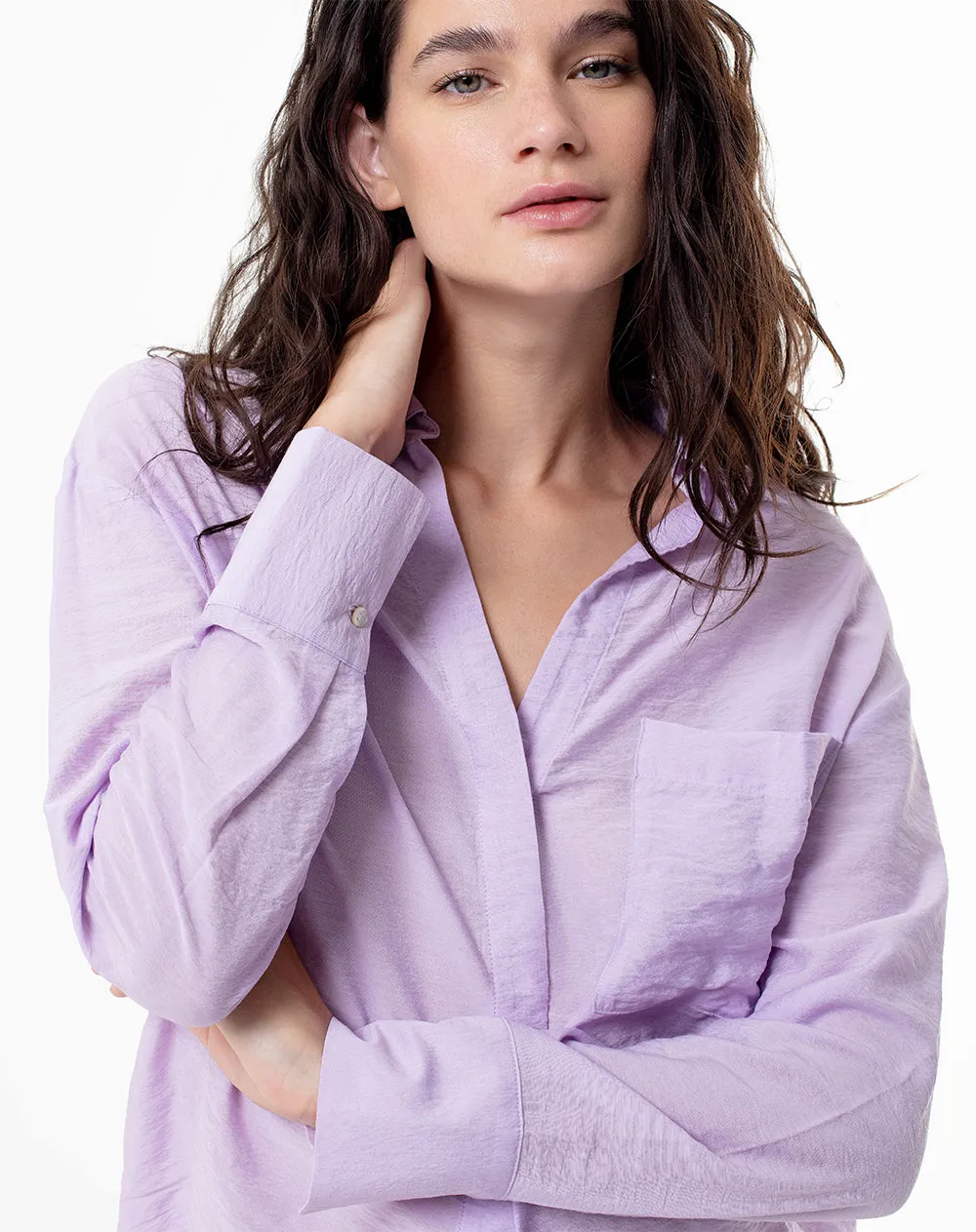 Camisa regular fit manga larga lila sold by Gef product image thumbnail 3