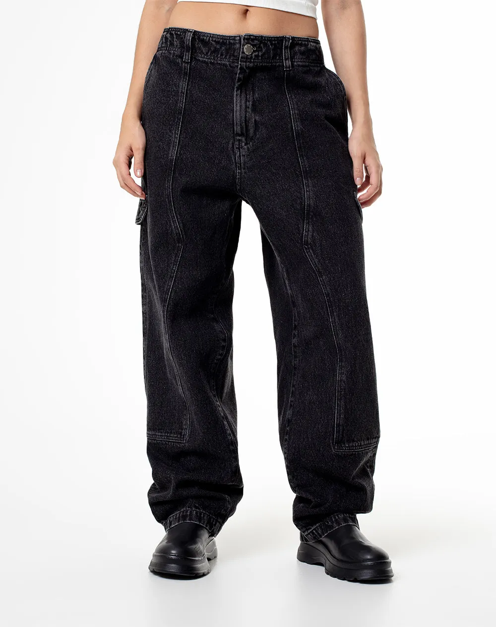 Jean loose fit tiro medio denim negro sold by Gef product image thumbnail 3