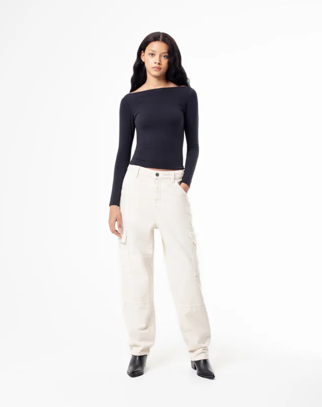 Jean Fimac Fimac Cargo regular fit tiro medio vainilla sold by Gef