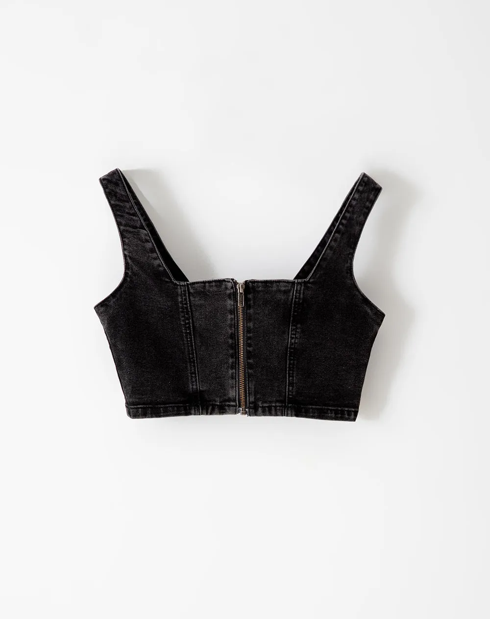 Crop top slim denim negro mujer sold by Gef product image thumbnail 5