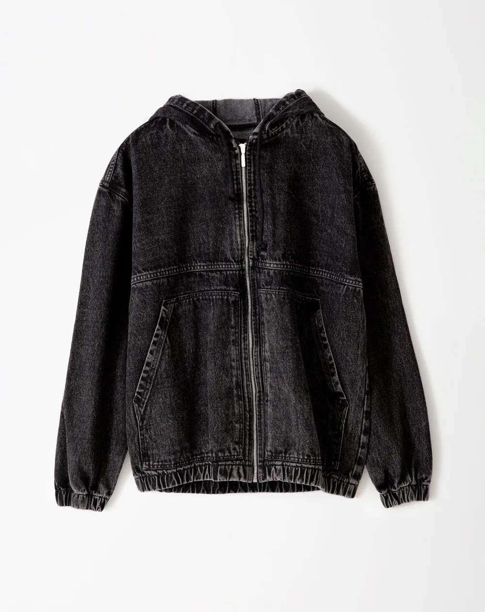 Chaqueta regular fit con capucha denim negro sold by Gef product image thumbnail 5