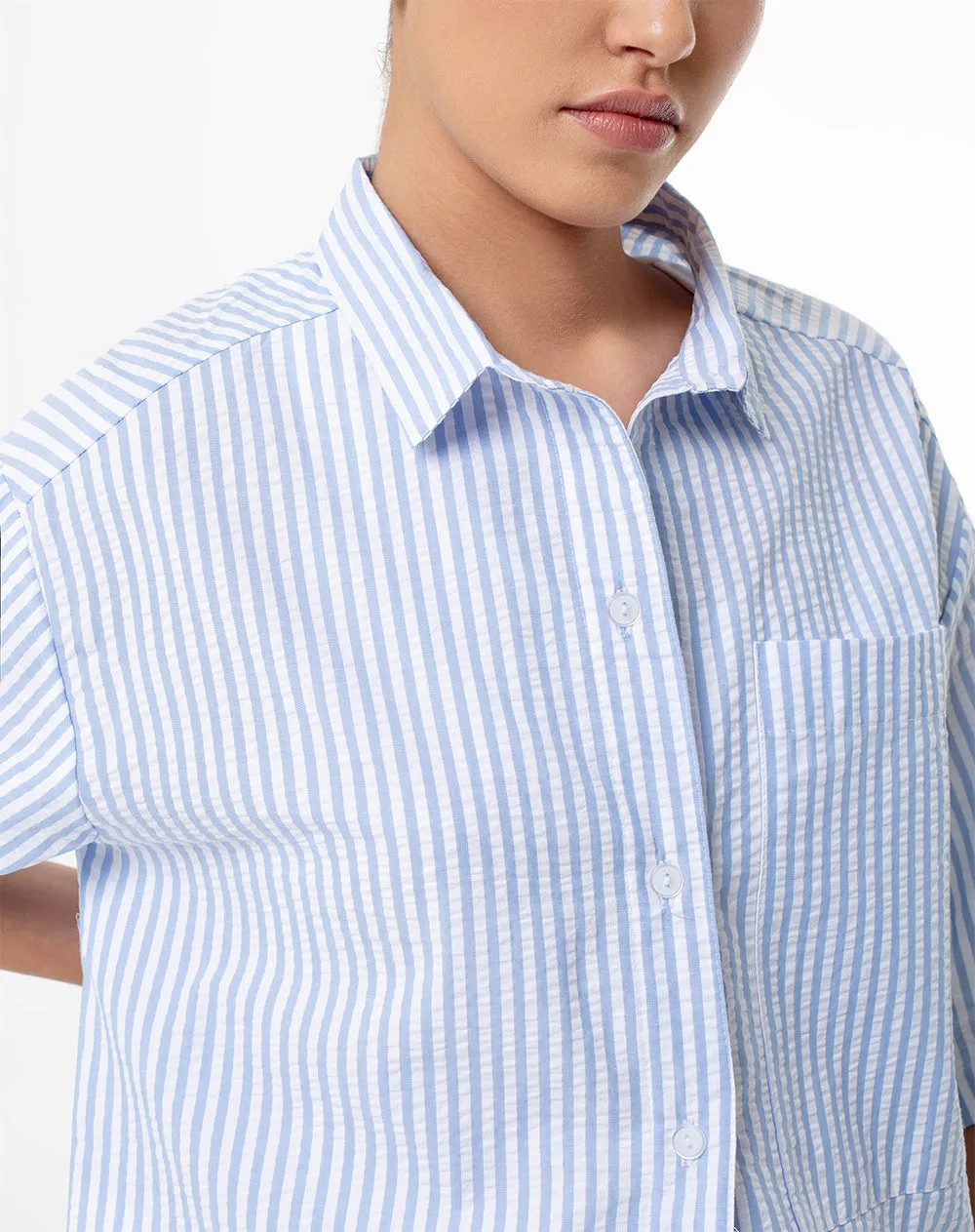 Camisa relaxed fit manga corta rayas azules sold by Gef product image thumbnail 4