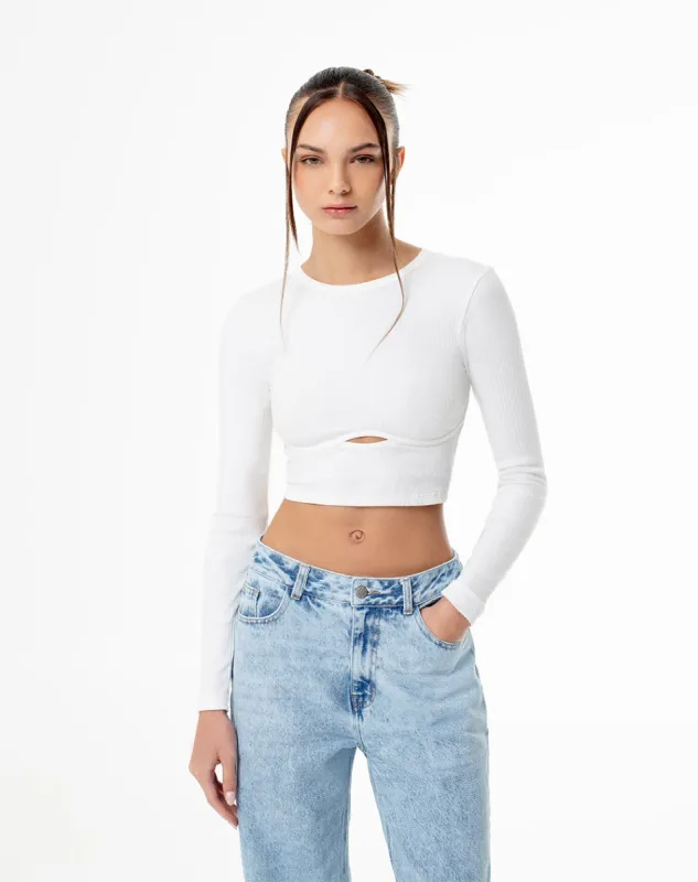 Camiseta slim fit manga larga blanca sold by Gef