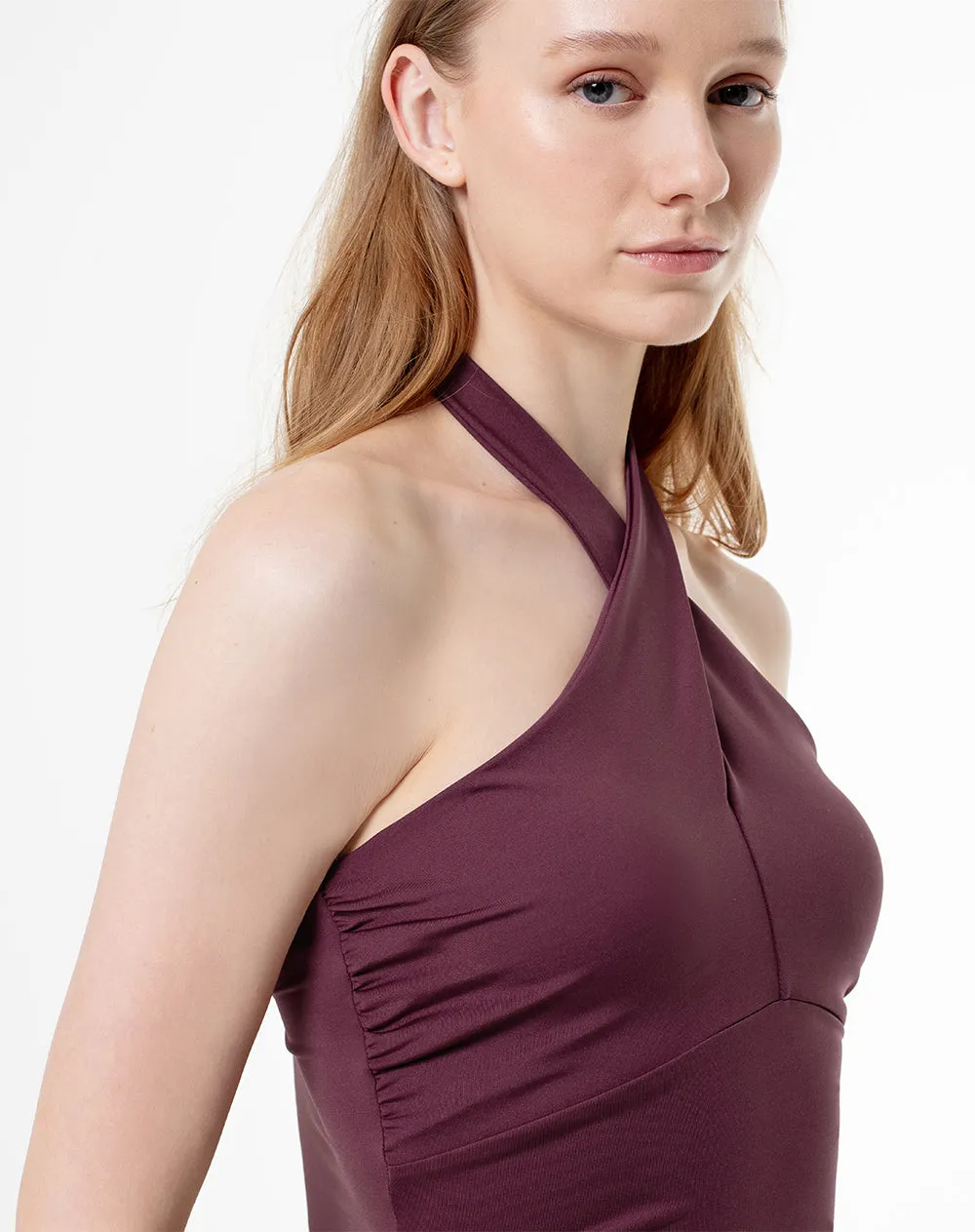 Top halter slim broche en cuello vino tinto mujer sold by Gef product image thumbnail 3