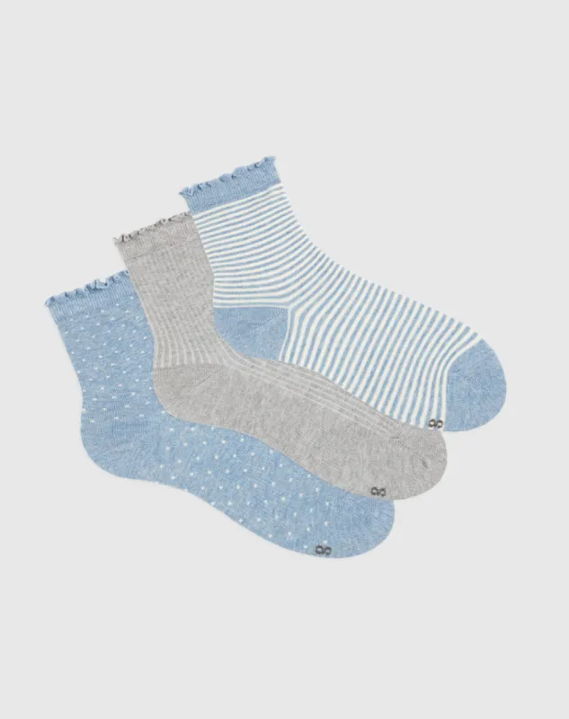 Medias mujer tobillera algodón pack x3 surtido sold by Gef