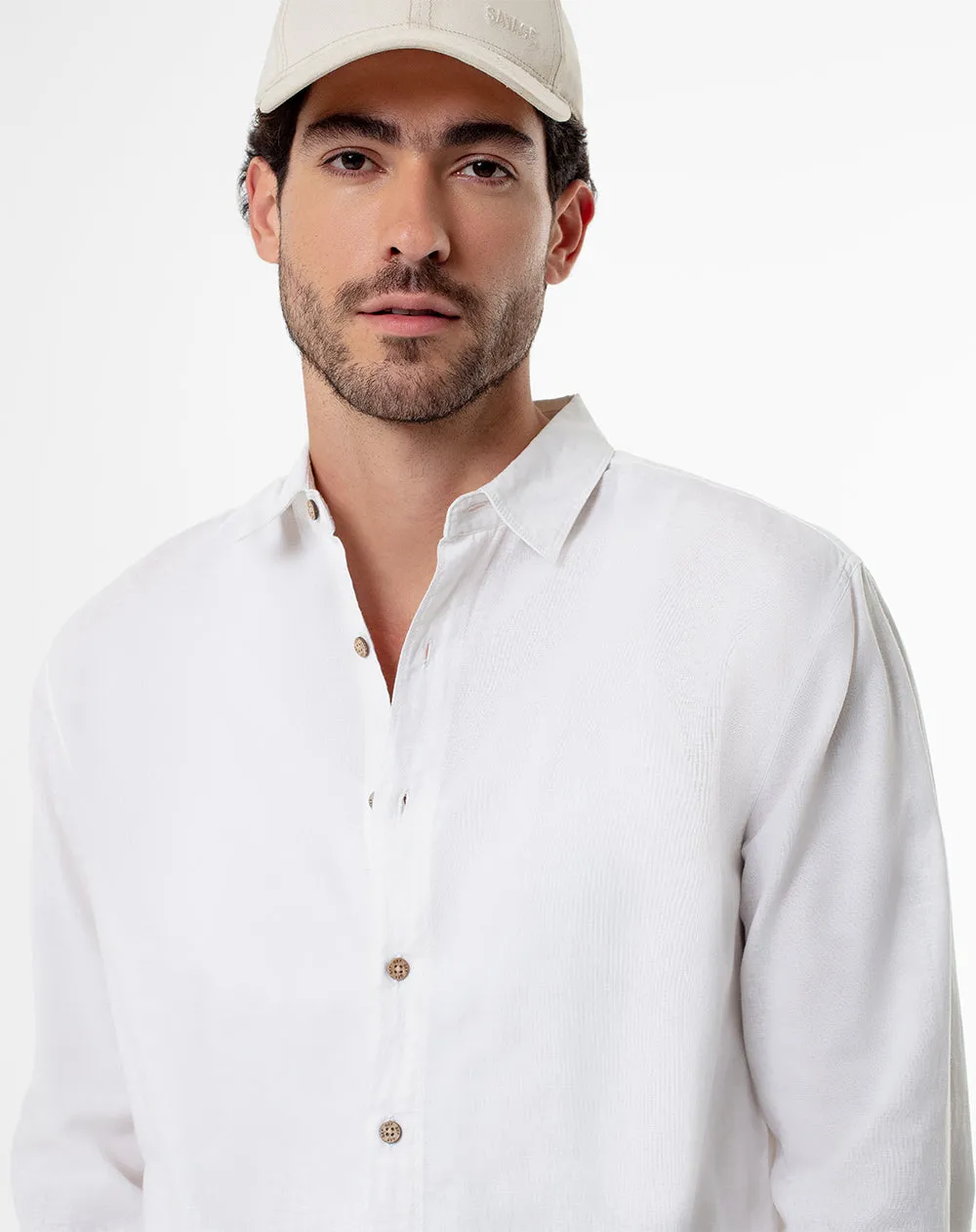 Camisa regular fit manga larga blanca sold by Gef product image thumbnail 3