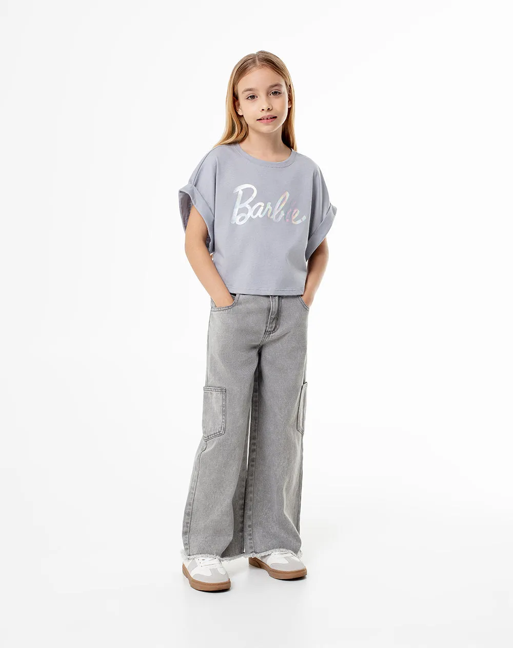 Camiseta regular Barbie manga gris niña sold by Gef product image thumbnail 4