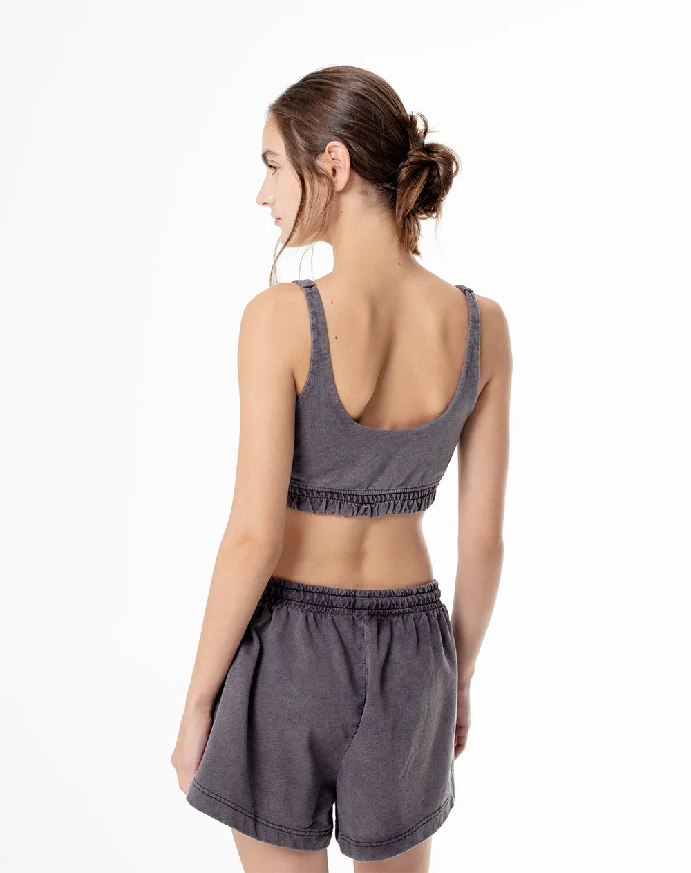 Crop top deportivo mujer algodón sostenible gris sold by Gef product image thumbnail 2