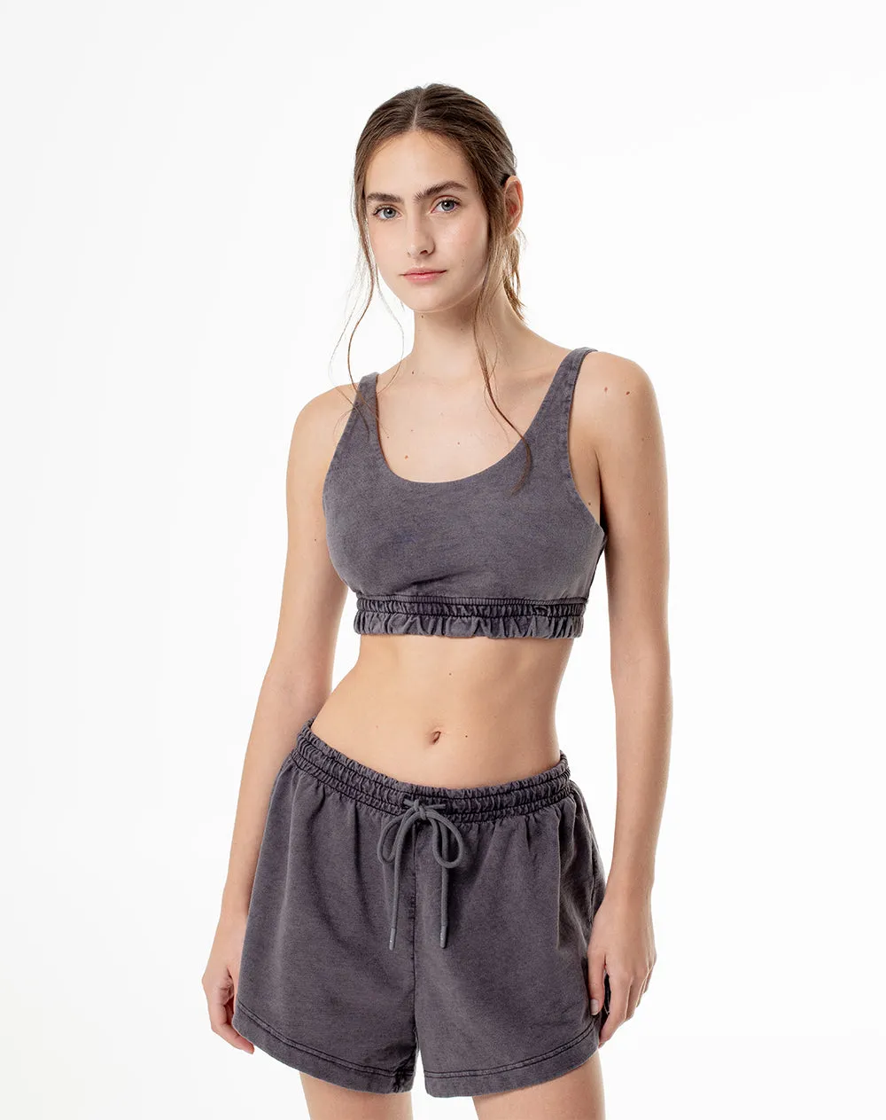 Crop top deportivo mujer algodón sostenible gris sold by Gef product image thumbnail 3